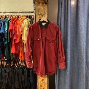 Vintage Midwest Garments Pearl Snap Red Button Up